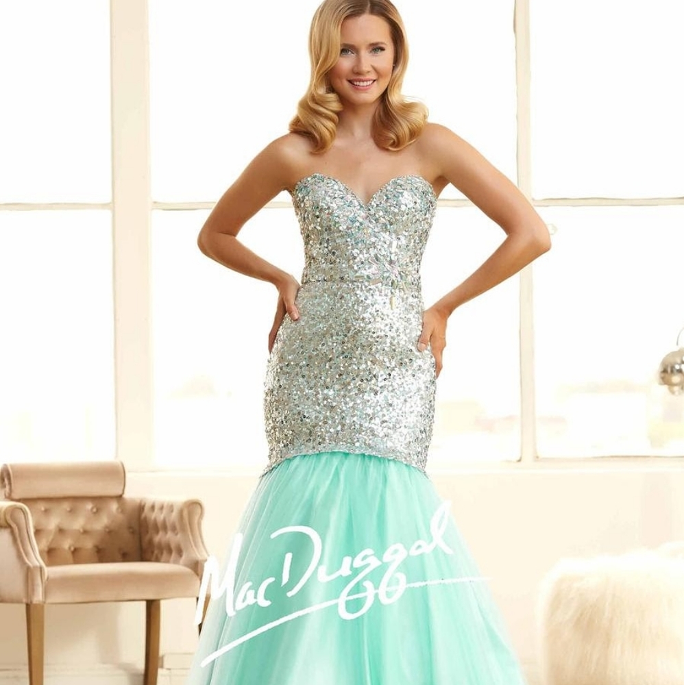 Designer Prom Dress in Aqua